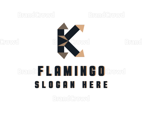 Geometic Origami Letter K Logo