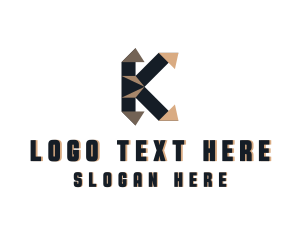 Letter K - Geometic Origami Letter K logo design