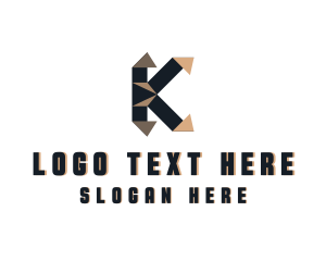 Contractor - Geometic Origami Letter K logo design