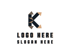 Construction - Geometic Origami Letter K logo design