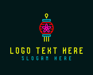Discotheque - Neon Chinese Lantern logo design