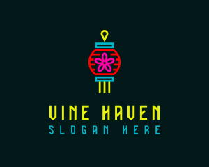 Neon Chinese Lantern logo design