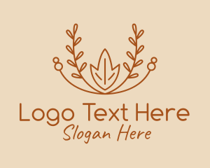 Line Art - Brown Nature Wreath logo design