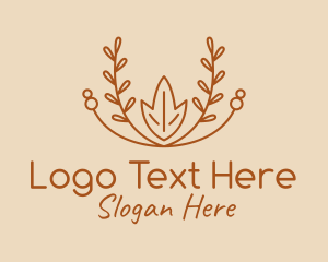 Leaf - Brown Nature Wreath logo design