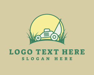 Garden Tool - Sunset Lawn Mower logo design