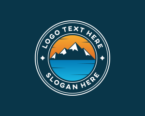 Trekking - Mountain Lake Adventure logo design
