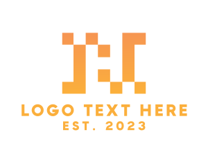 Negative Space - Pixel Letter H logo design