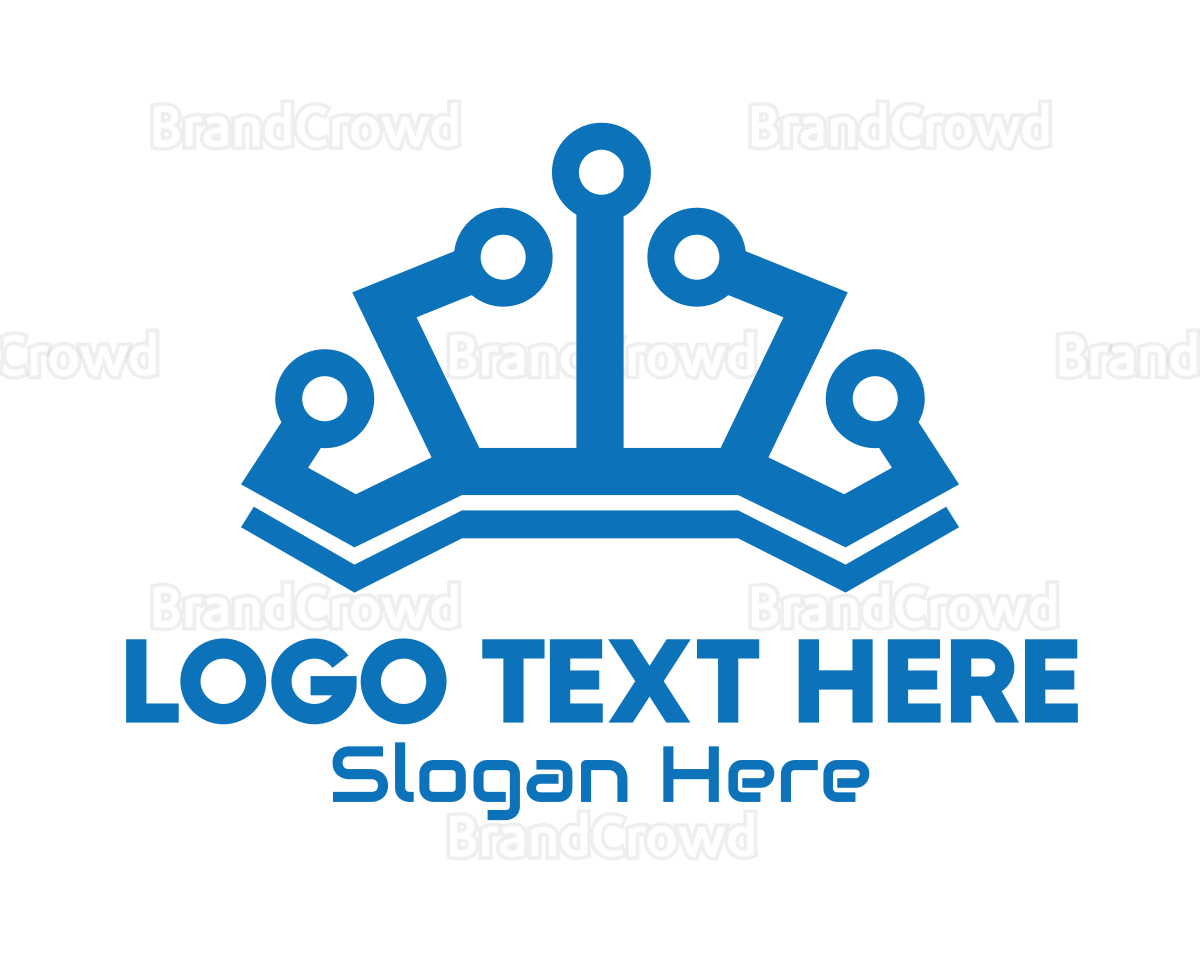Blue Technological Crown Logo