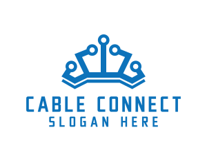 Cable - Network Crown Circuit logo design