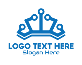 Technology - Blue Technological Crown logo design