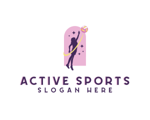 Sports - Woman Sports Volleyball logo design