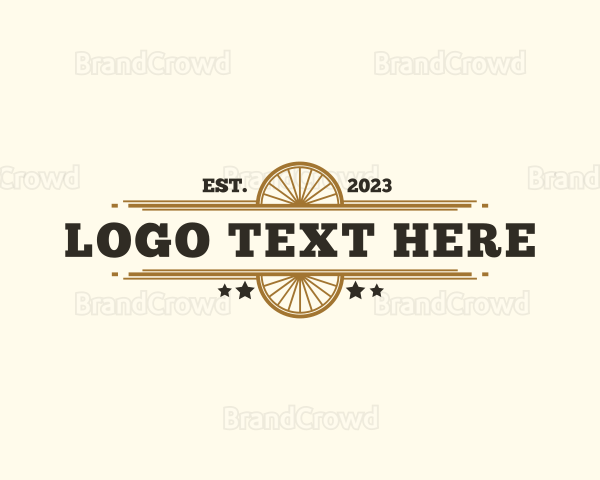 Western Saloon Wagon Wheel Logo