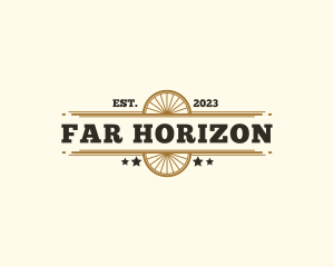 Far - Western Saloon Wagon Wheel logo design