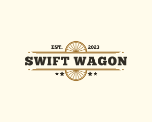 Western Saloon Wagon Wheel logo design