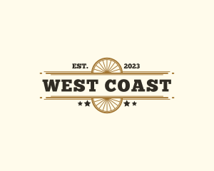 Western Saloon Wagon Wheel logo design