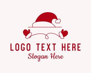 Santa Claus Hat - Santa Hat Mitten logo design