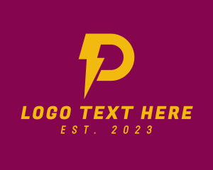 Thunder - Yellow Letter P Electric logo design