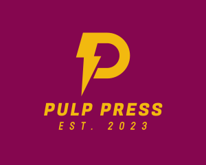 Yellow Letter P Electric logo design