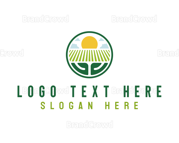 Rice Field Farming Logo