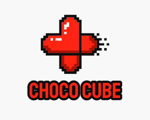 Relationship - Modern Pixel Heart Cross logo design