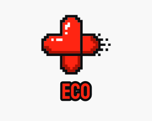 Paramedic - Modern Pixel Heart Cross logo design