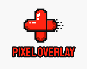 Modern Pixel Heart Cross logo design