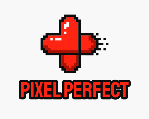 Modern Pixel Heart Cross logo design