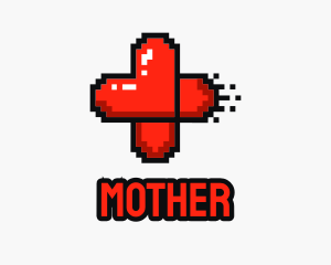 Social Media - Modern Pixel Heart Cross logo design