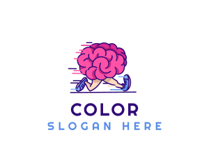 Learning - Brain Running Character logo design