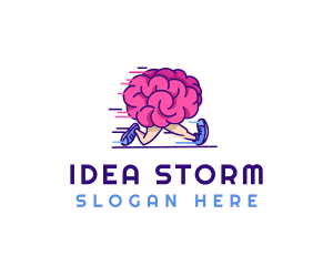 Brain Running Character logo design