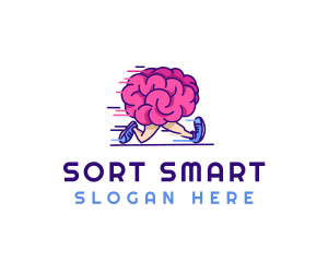 Brain Running Character logo design