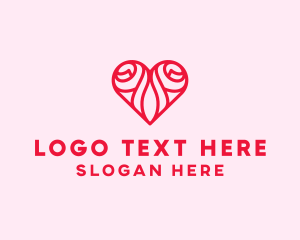Love - Romantic Rose Heart logo design