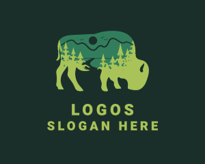 Wild - Green Bison Valley logo design