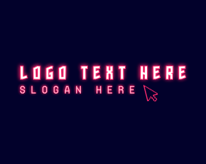 High Tech - Neon Cursor Wordmark logo design