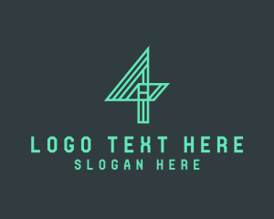 Tech - Minimalist Monoline Number 4 logo design
