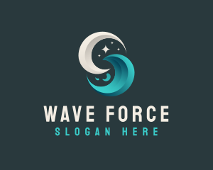 Tsunami - Moon Tidal Wave logo design