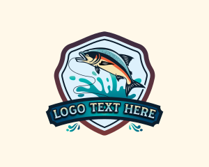 Underwater - Seafood Salmon Fishing logo design