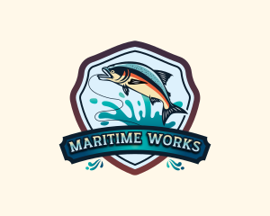 Seafood Salmon Fishing  logo design