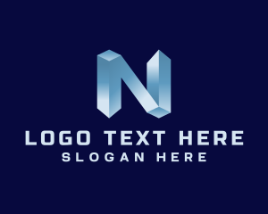 Lettermark - 3D Industrial Letter N logo design