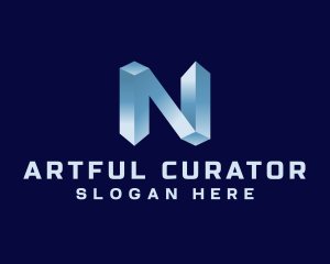 3D Industrial Letter N logo design