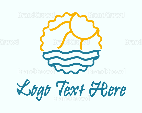 Sun Sea Summer Badge Logo