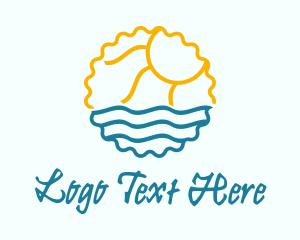 Noon - Sun Sea Summer Badge logo design