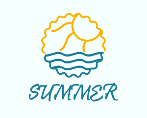 Sun Sea Summer Badge logo design