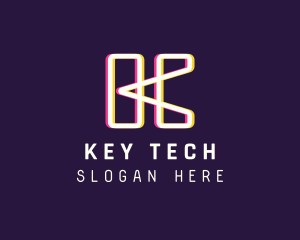 Tech Glitch Letter K  logo design