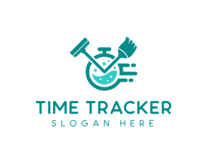 Stopwatch - Stopwatch Cleaning Housekeeping logo design