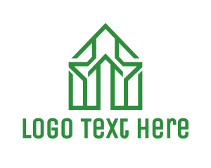 Builders - Green House Outline logo design
