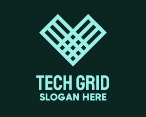 Grid - Green Grid Heart logo design