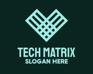 Matrix - Green Grid Heart logo design