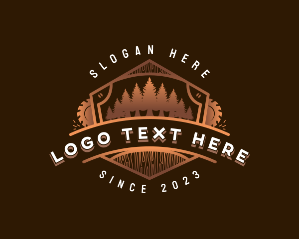 Badge - Saw Blade Wood Logging logo design