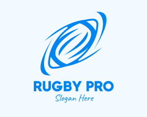 Blue Rugby Ball logo design